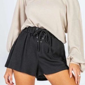 Princess Polly black knit lace up shorts